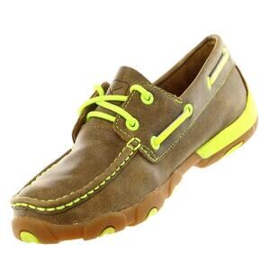 TWISTED X Bomber Neon Yellow Leather Lace Driving Moccasin Sneakers Women’s 7.5